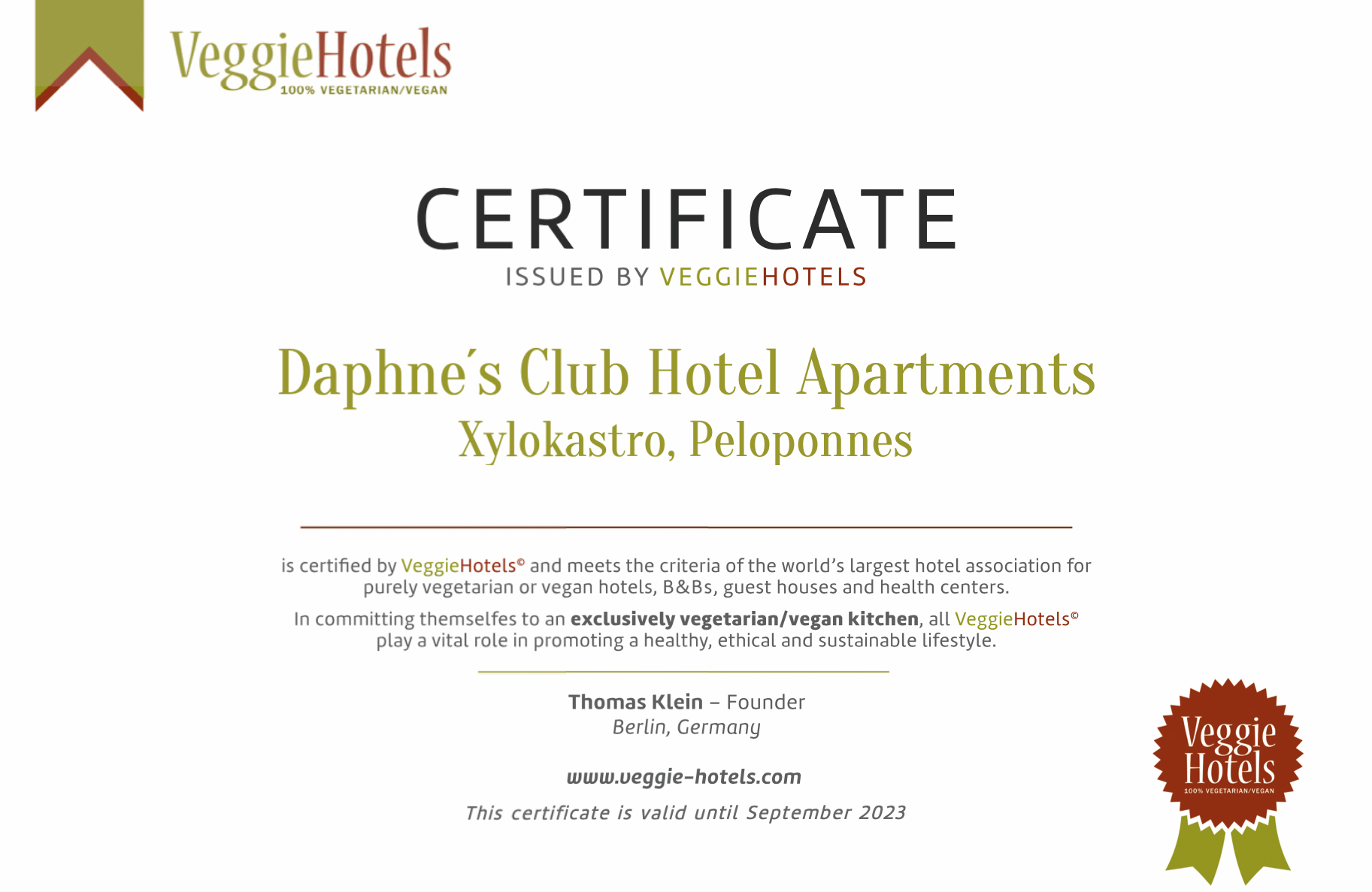 veggie hotels award