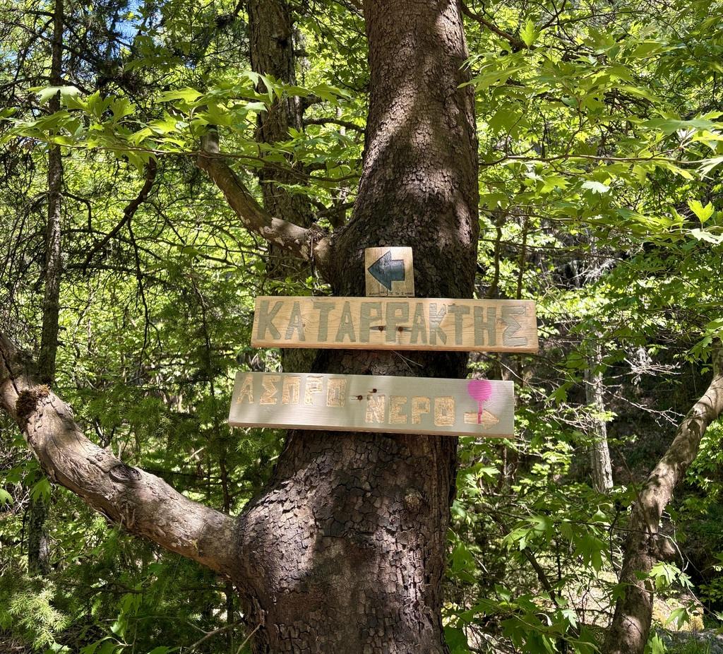 The signage to get to the waterfall.